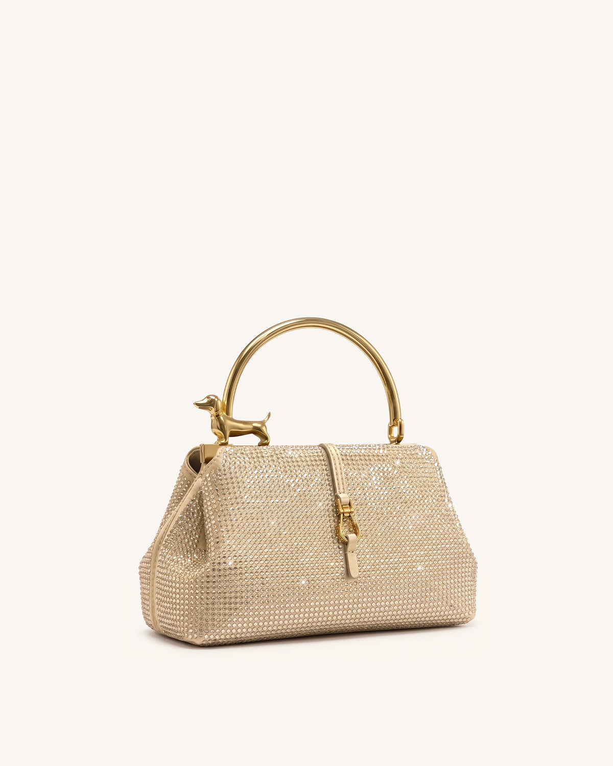 Bruna Artificial Crystal Dachshund Metal Handle Top Handle Bag - Champ | JW PEI