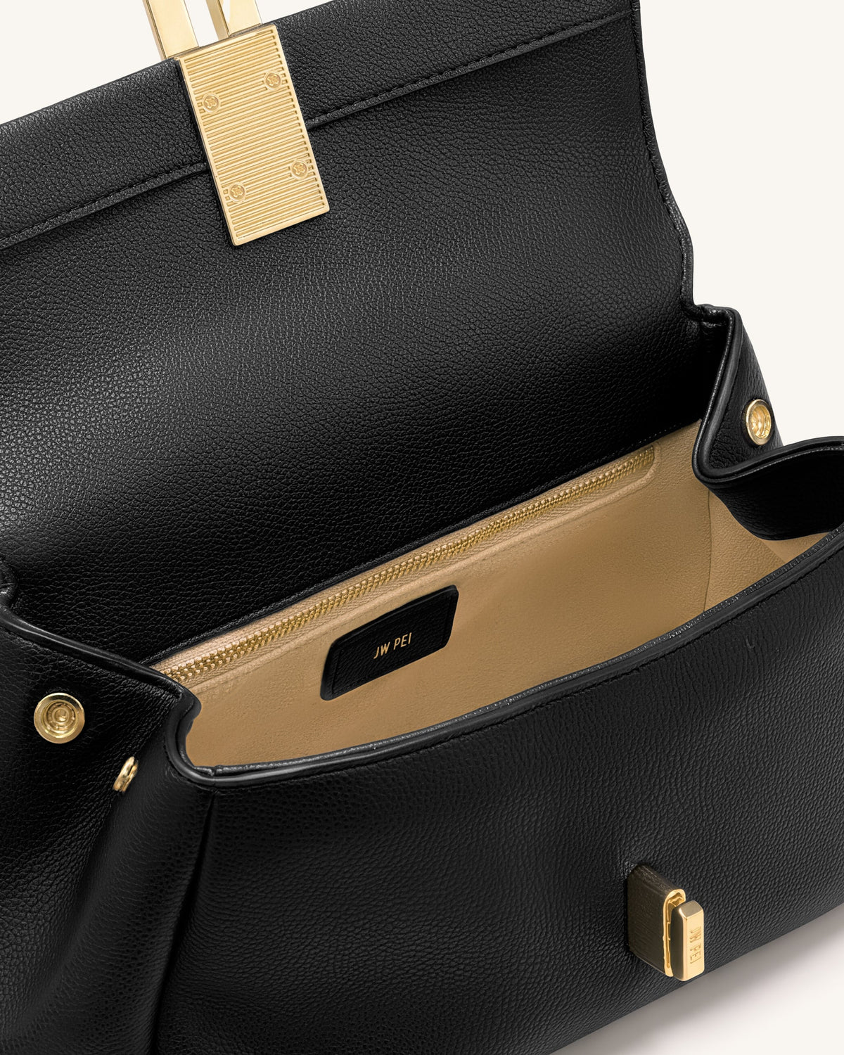 Evania U-Lock Top Handle Bag - Black | JW PEI