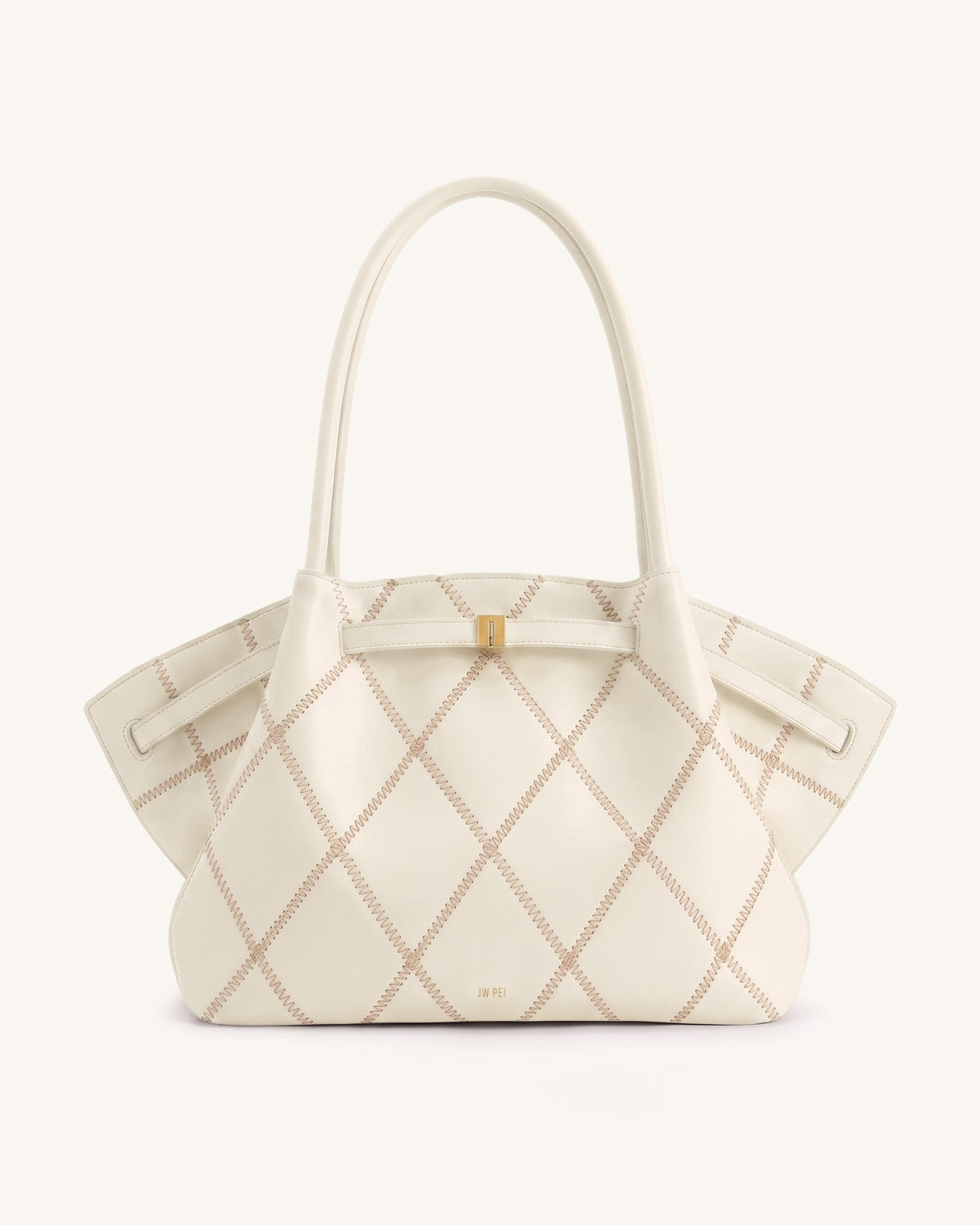 Hana Large Quilting Tote Bag - Ivory White | JW PEI