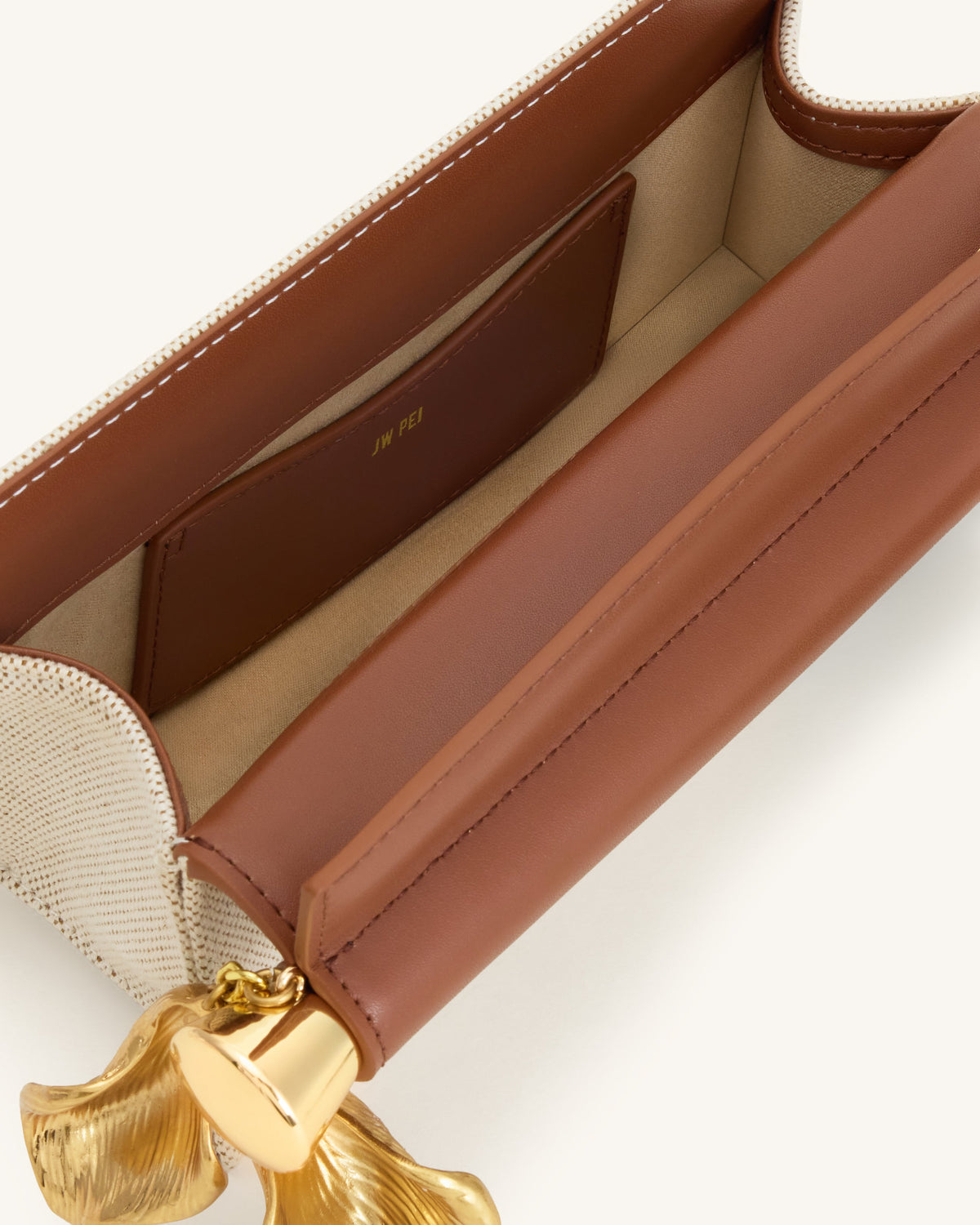 Holly Metal Pendant Embellished Clutch - Brown Canvas | JW PEI