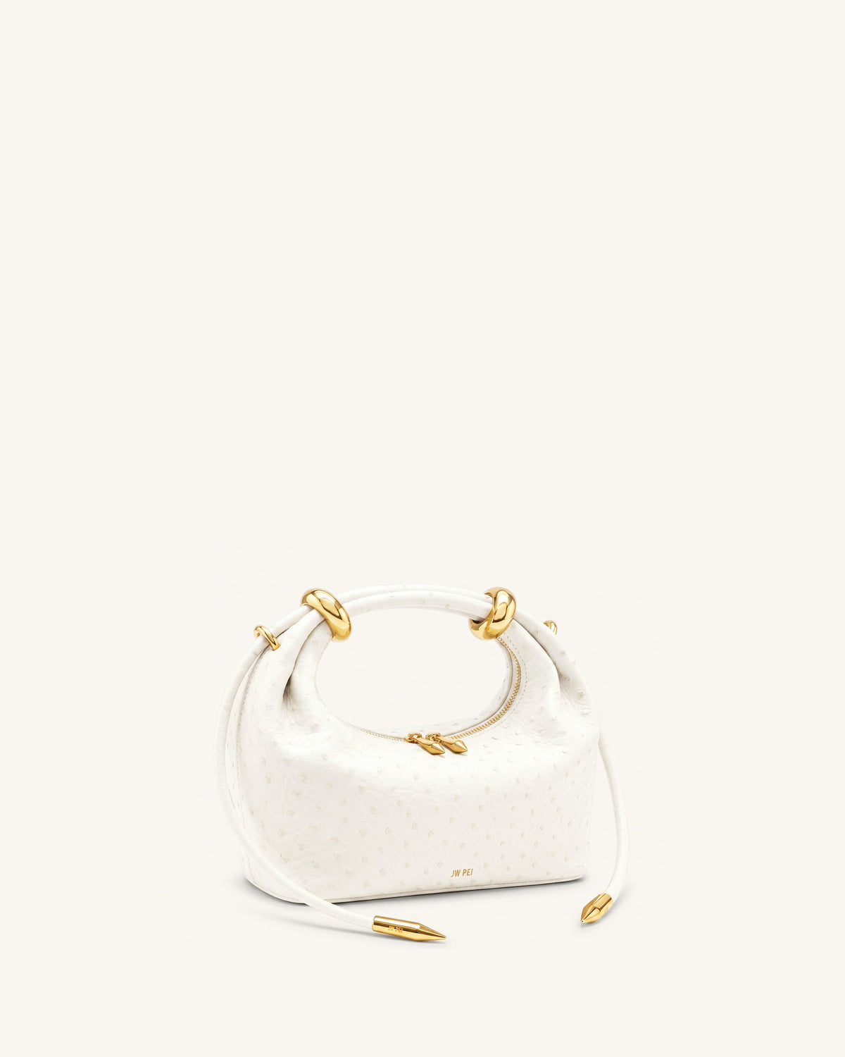 Ellie Metal Ring Embellished Top Handle Bag - Off White | JW PEI