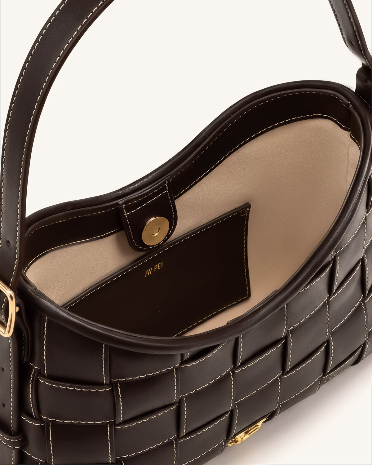 Nadine Dachshund Woven Hobo Bag - Dark Brown | JW PEI