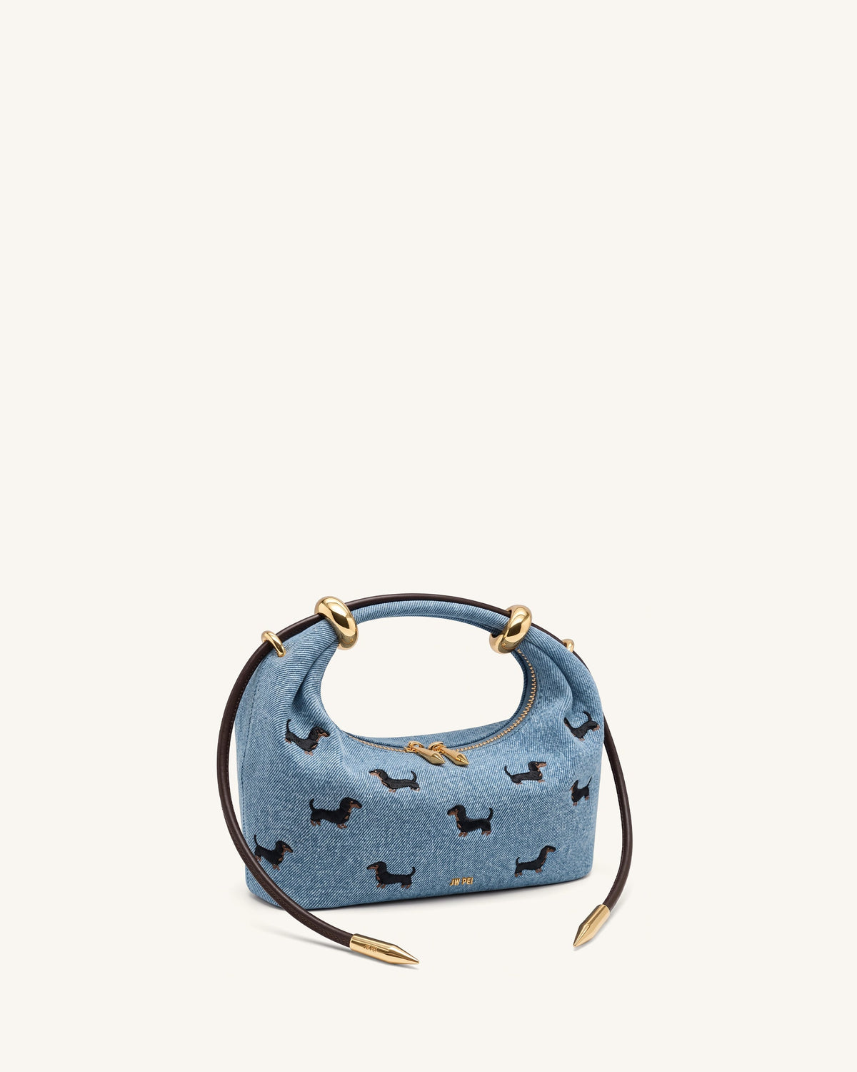 Ellie Embroidery Metal Ring Embellished Top Handle Bag - Vintage Blue | JW PEI