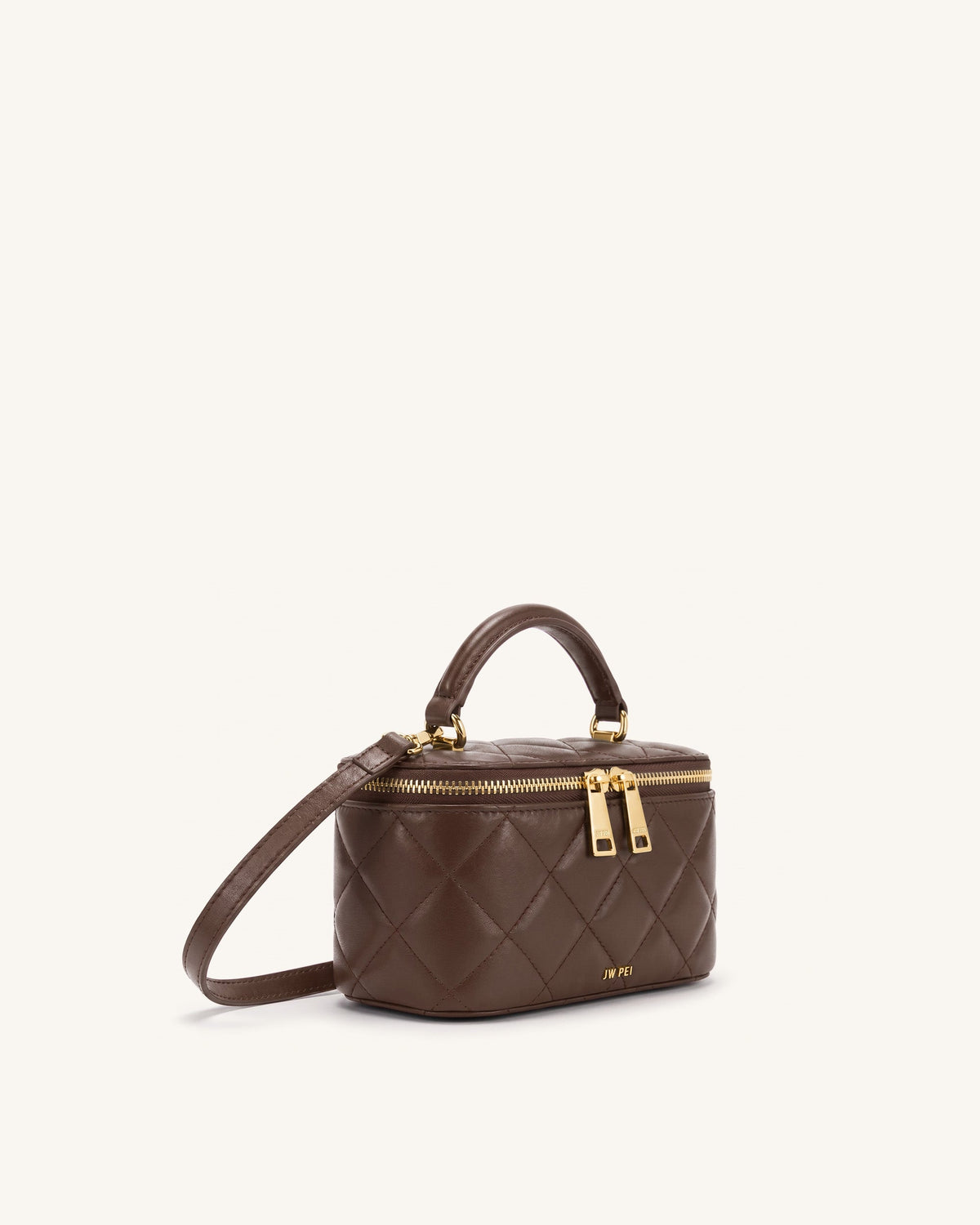 Vivienne Quilted Vanity Top Handle Bag - Dark Coffee Brown | JW PEI