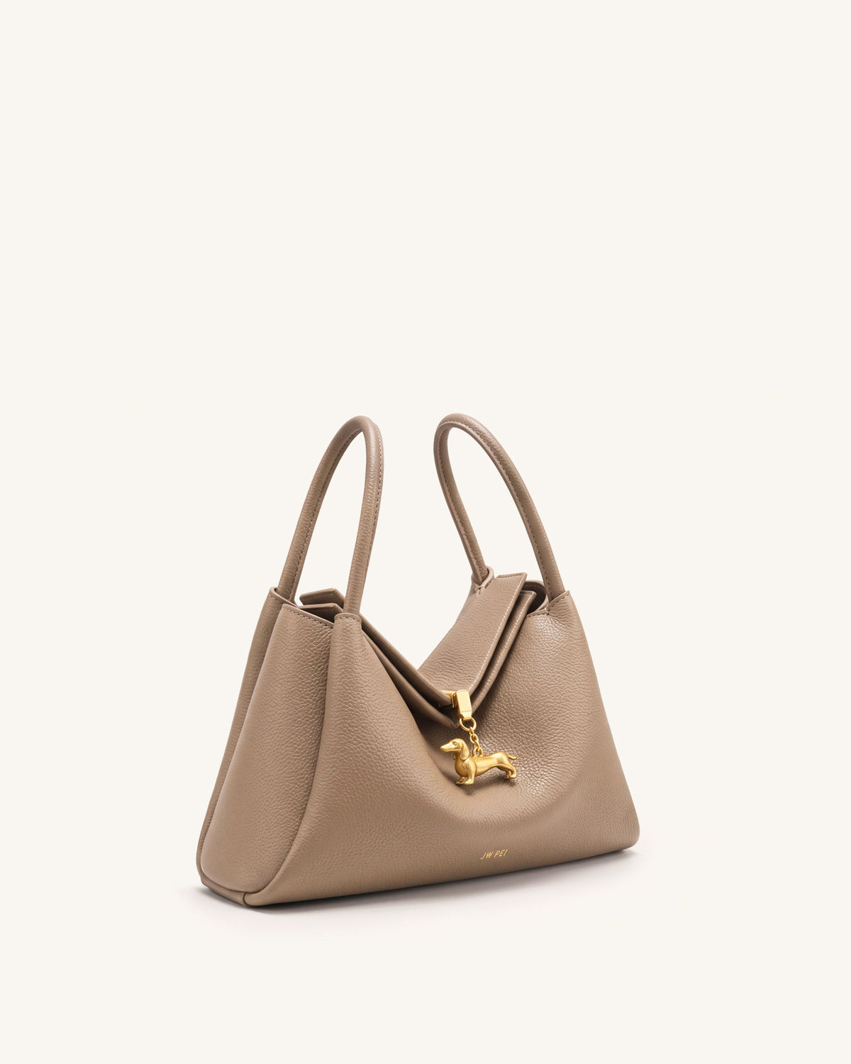Maelle Dachshund Charm Double Handle Bag - Dark Khaki | JW PEI