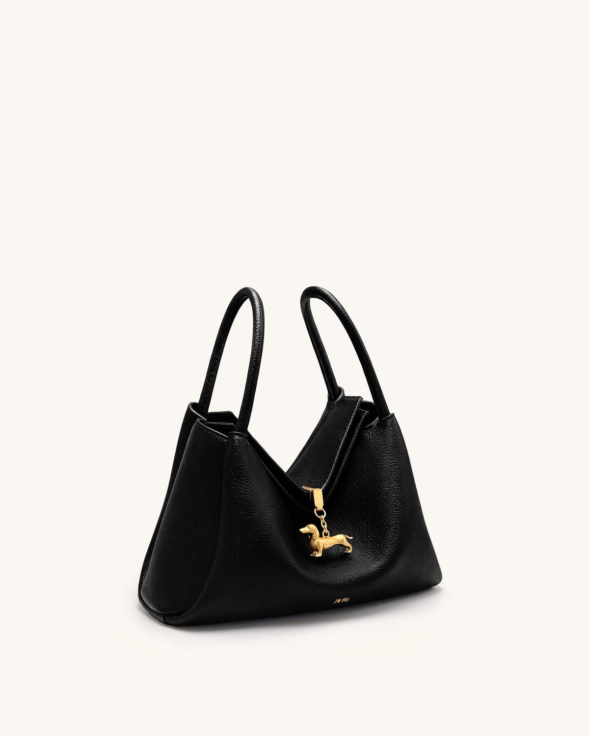 Maelle Dachshund Charm Double Handle Bag - Black | JW PEI