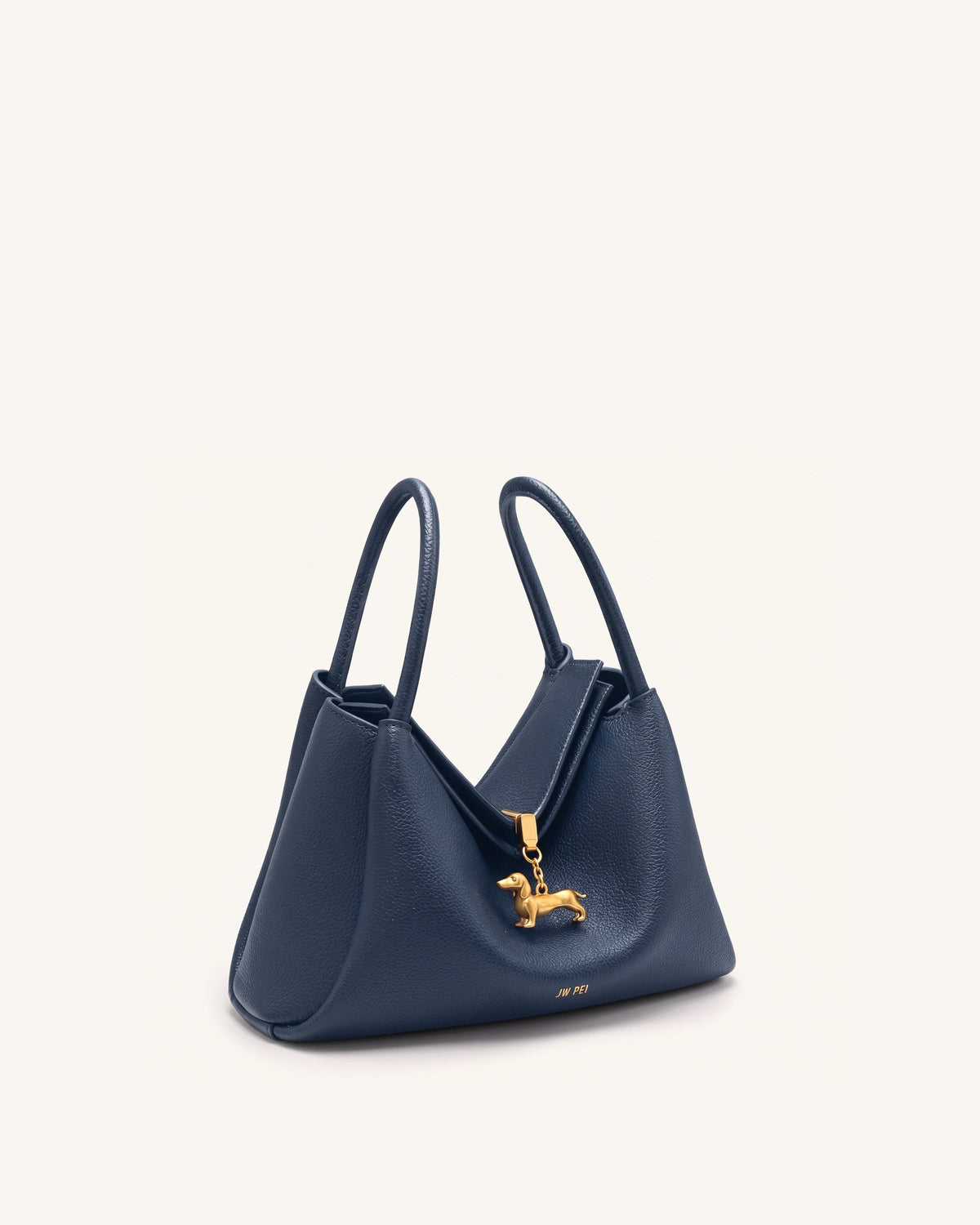 Maelle Dachshund Charm Double Handle Bag - Dark Blue | JW PEI
