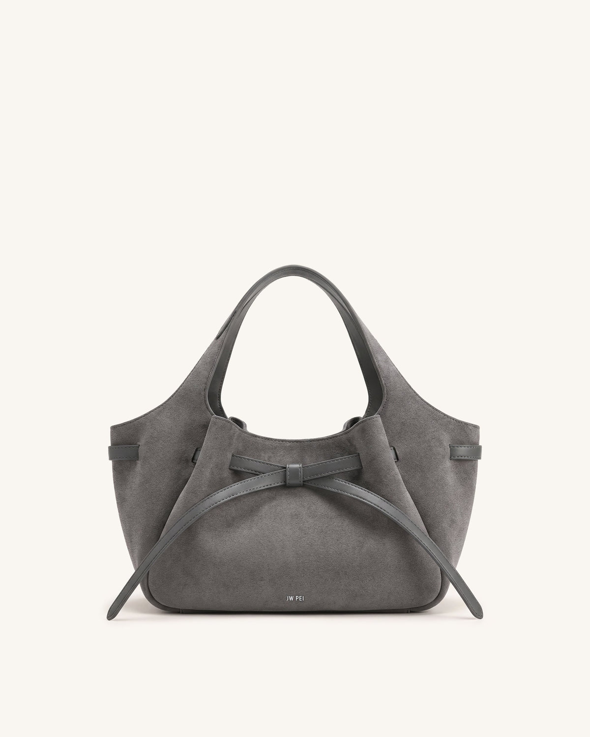 Mabel Faux Suede Soft Bow Tote Bag - Grey | JW PEI