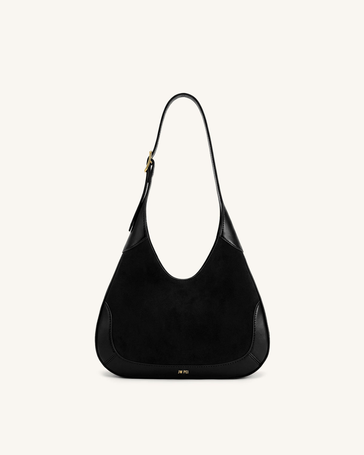 Willow Faux Suede Trim Hobo Bag - Black | JW PEI