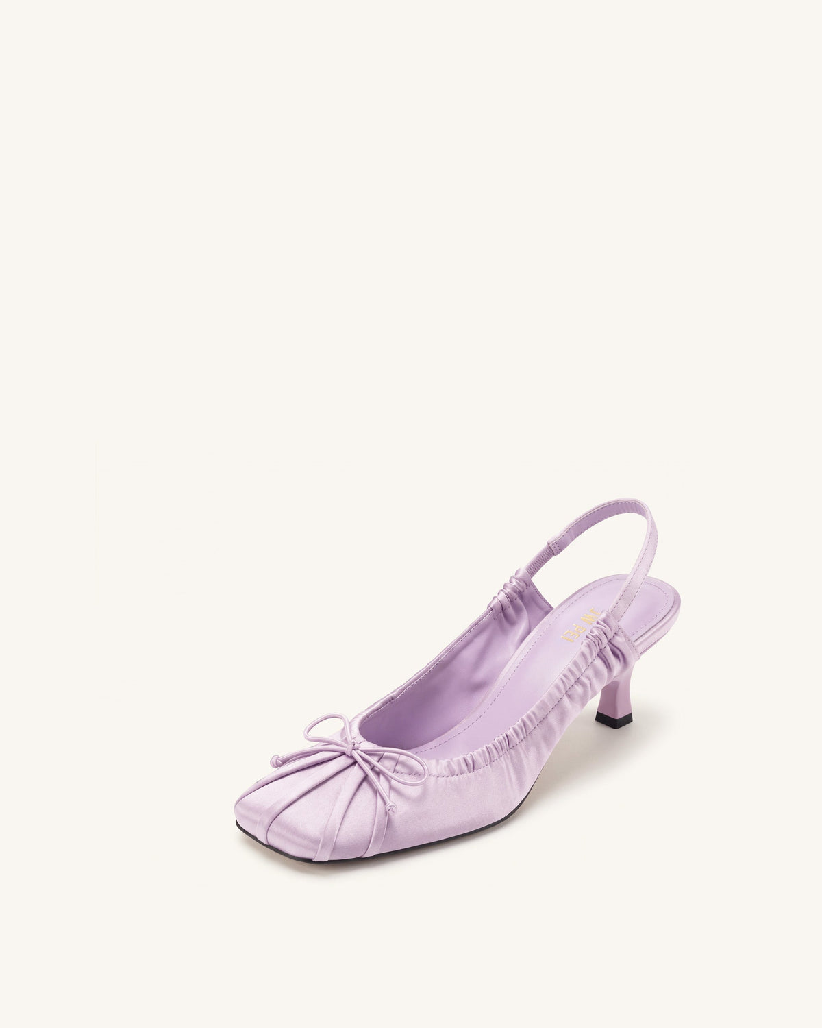Solenne Satin Bow Ruched Slingback Pumps - Purple | JW PEI