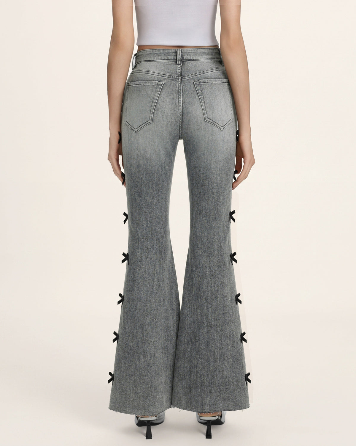 Black Velvet Bow Boogie Child Fray Jeans - Smoke and Mirrors | JW PEI