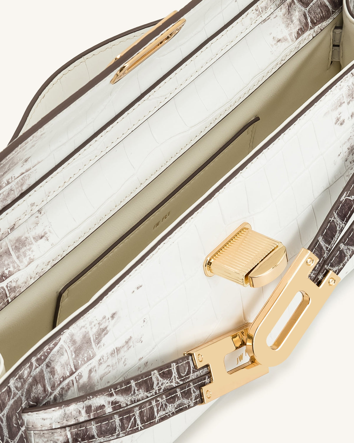 Bria Structured Top Handle Bag - White Croc | JW PEI