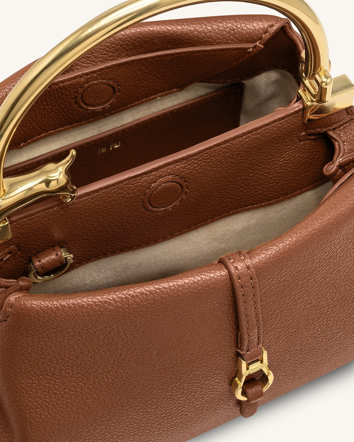 Bruna Dachshund Metal Handle Top Handle Bag - Brown | JW PEI