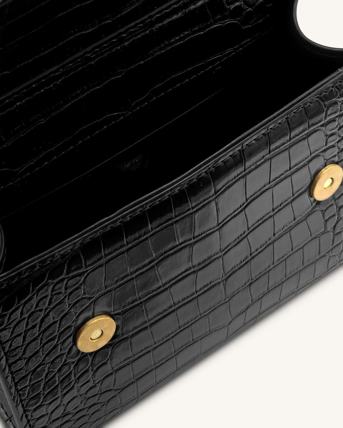 Astrid Calla Lily Metal Handle Top Handle Bag - Black Croc | JW PEI