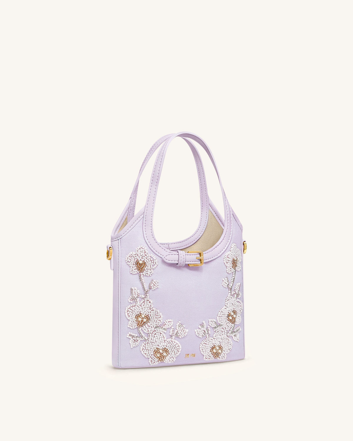 Brooke Mini Belted Embellished Orchid Beaded Top Handle Bag - Lavender | JW PEI