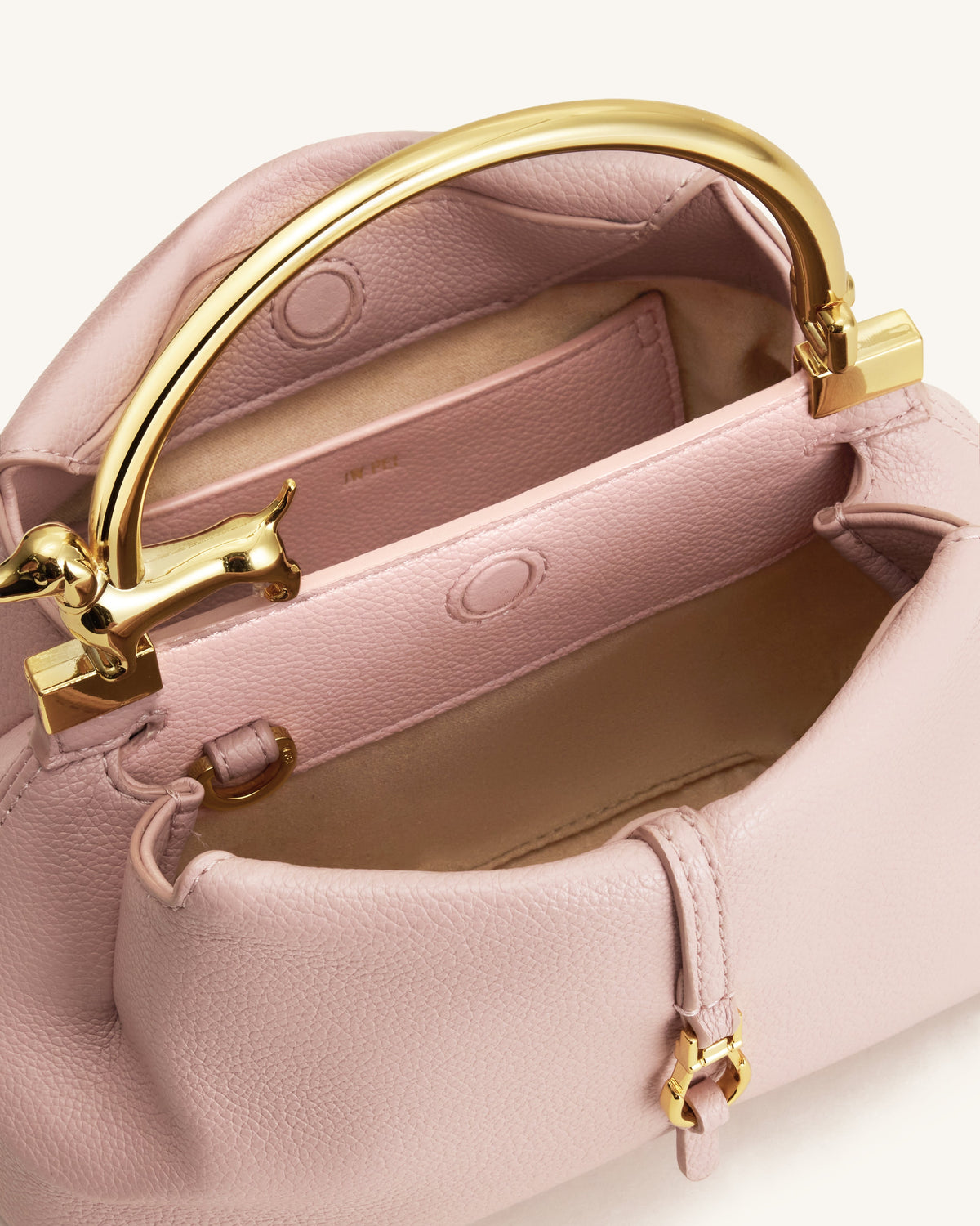 Bruna Dachshund Metal Handle Top Handle Bag - Light Pink | JW PEI