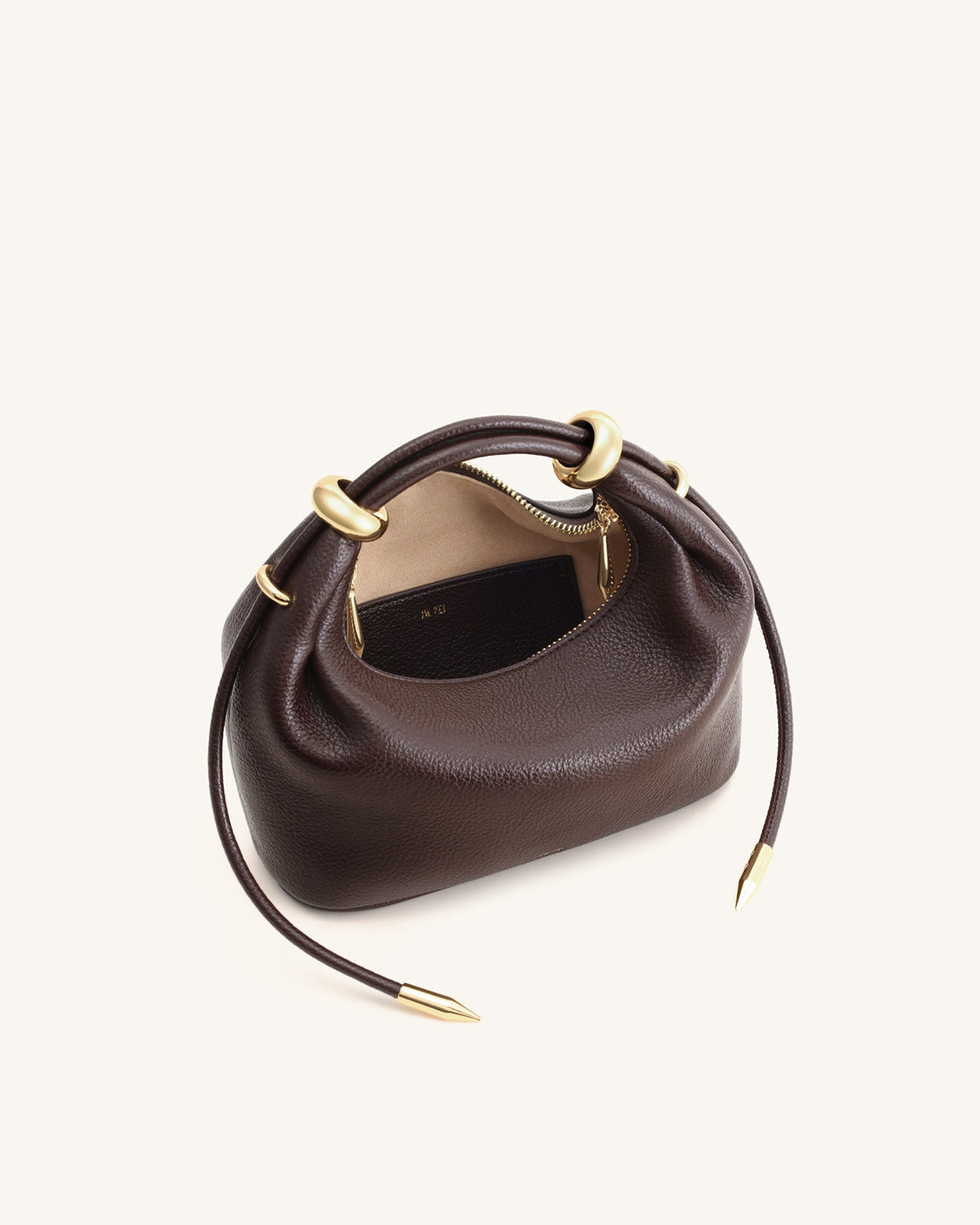 Ellie Metal Ring Embellished Top Handle Bag - Dark Brown | JW PEI