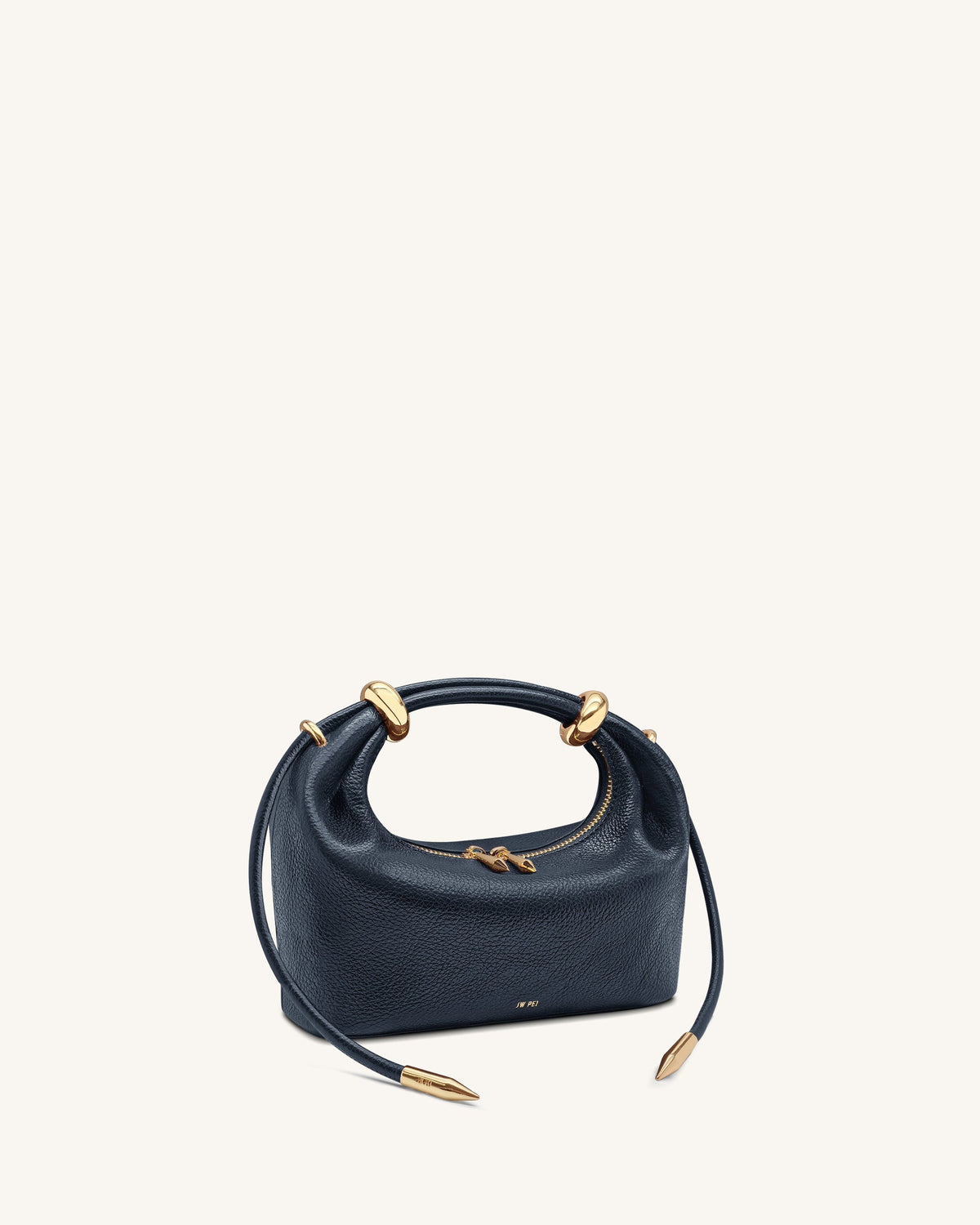Ellie Metal Ring Embellished Top Handle Bag - Navy | JW PEI