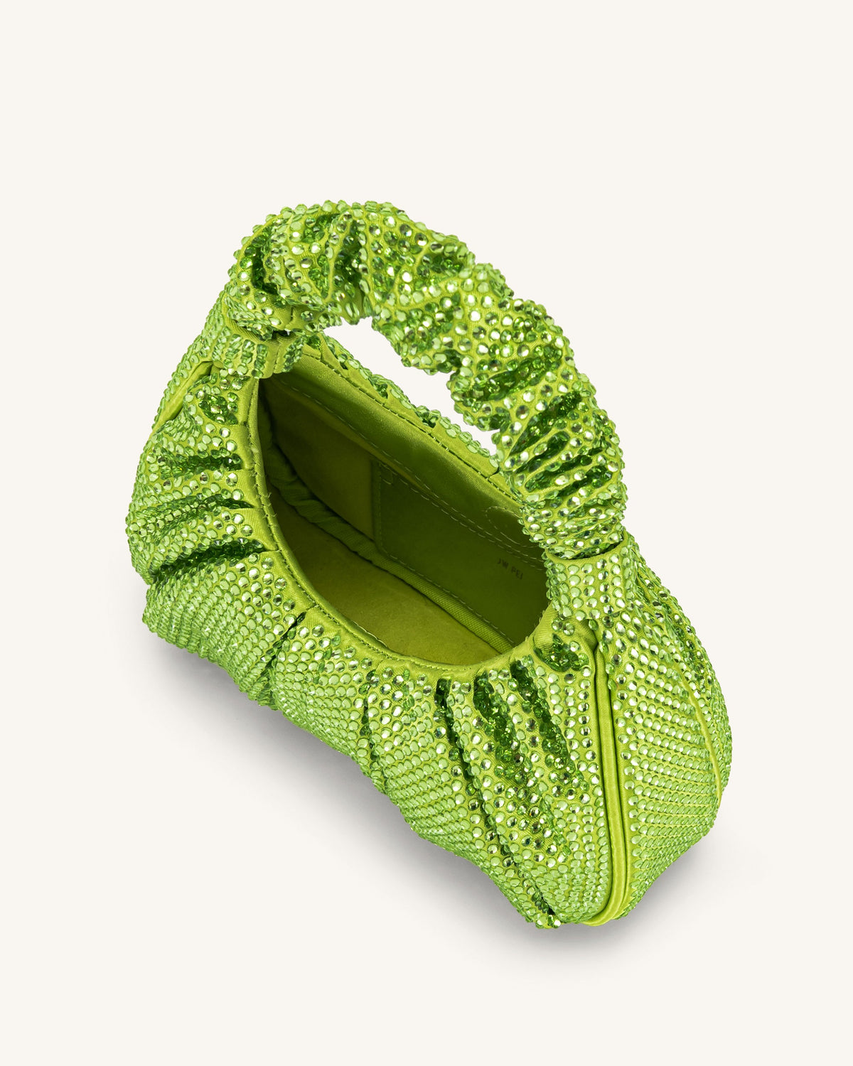 Gabbi Artificial Crystal Medium Ruched Hobo Handbag - Green | JW PEI