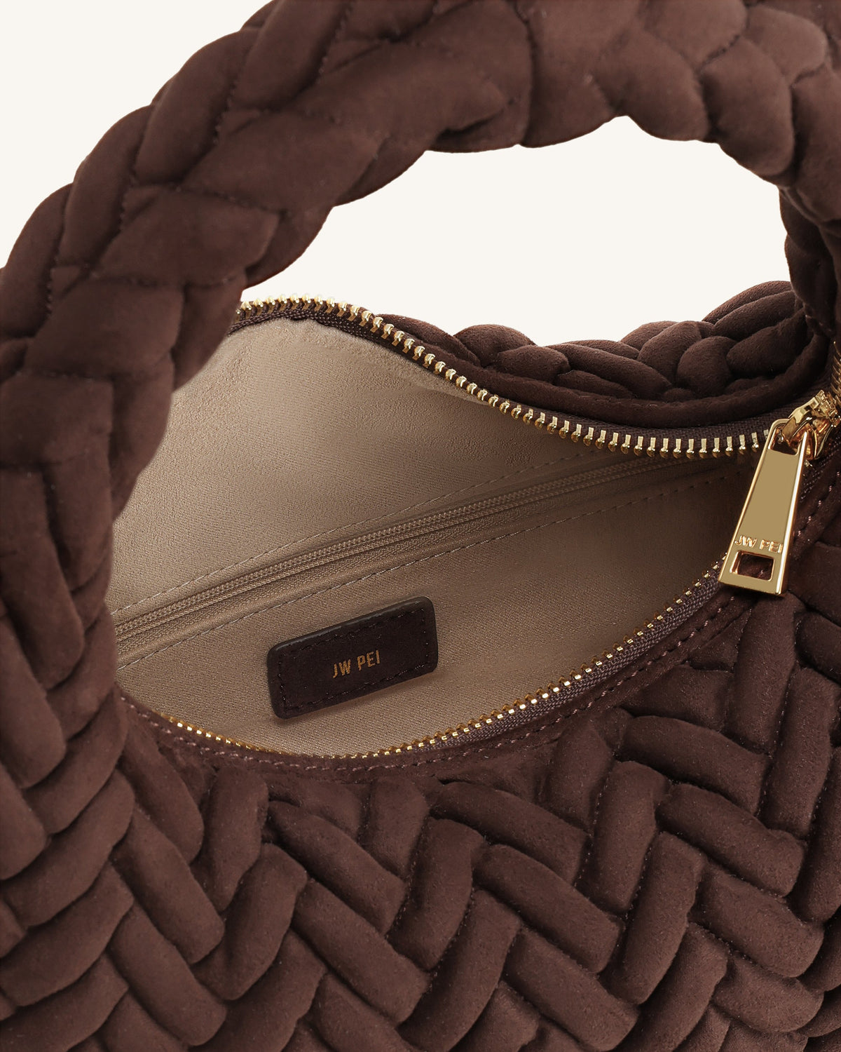 Cora Faux Suede Quilting Handle Bag - Dark Brown | JW PEI