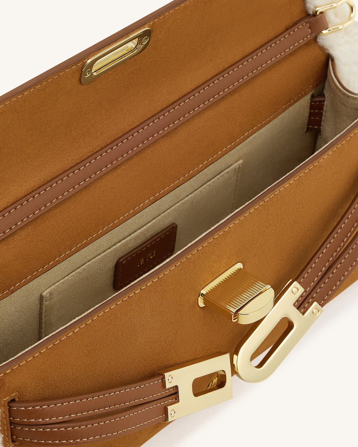 Bria Faux Suede Structured Top Handle Bag - Yellow Brown | JW PEI