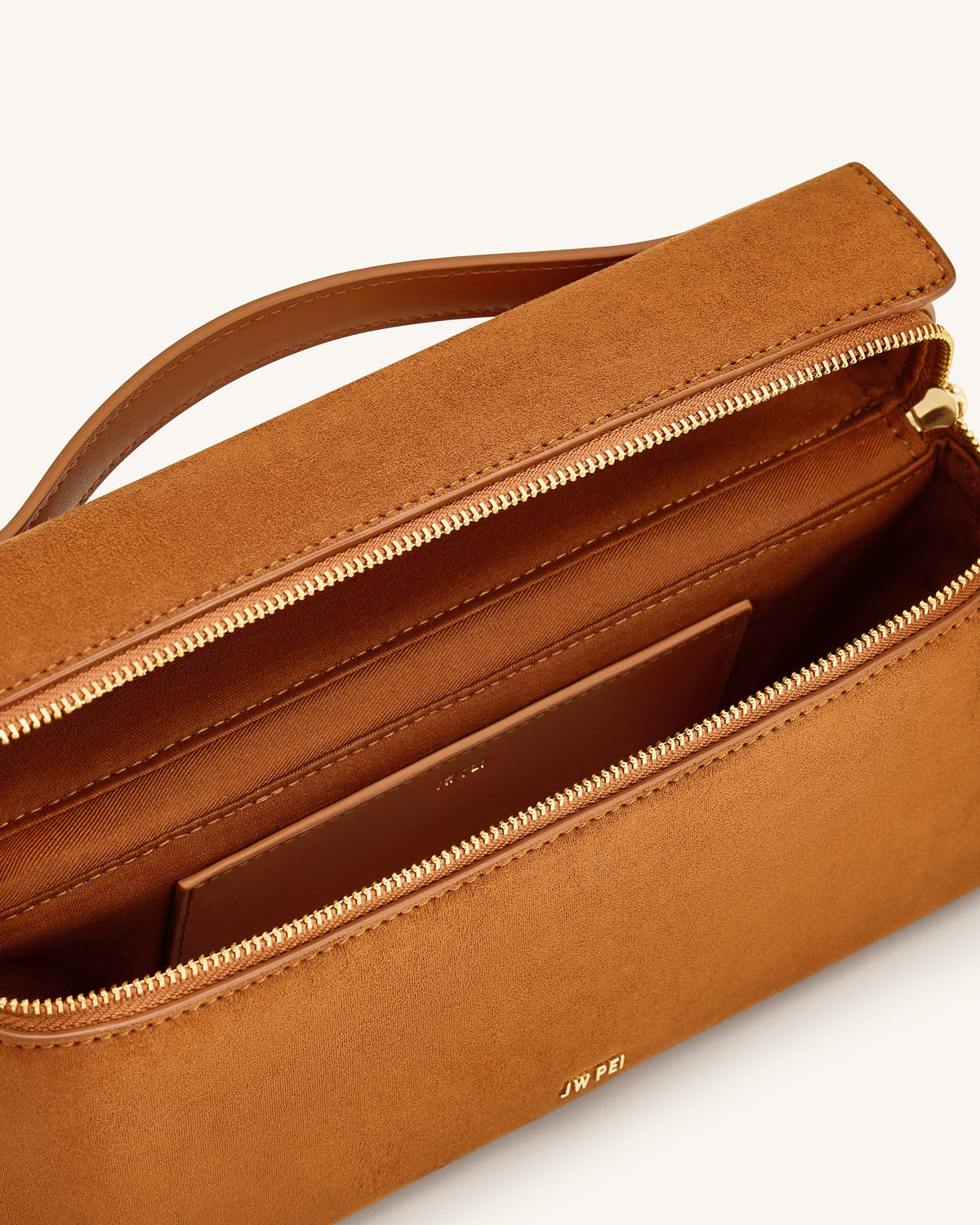 Thea Faux Suede Top Handle Bag - Camel | JW PEI