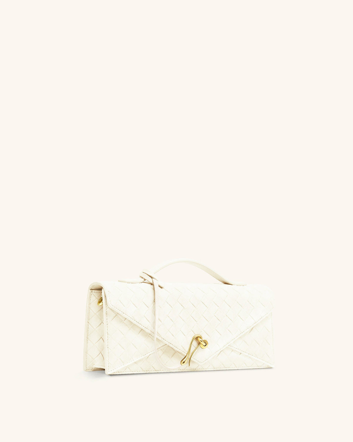 Celeste Faux Suede Woven Textured Envelope Top Handle Bag - White | JW PEI