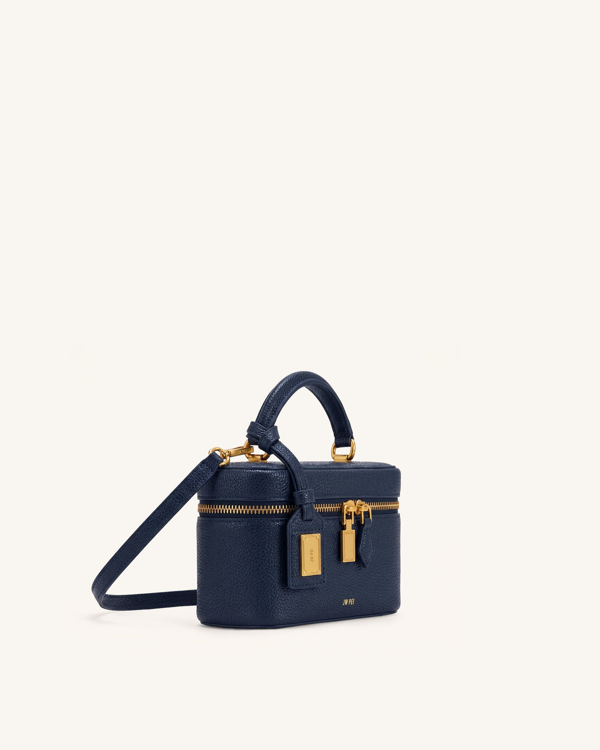 Cleo Box Shape Top Handle Bag - Navy Blue | JW PEI