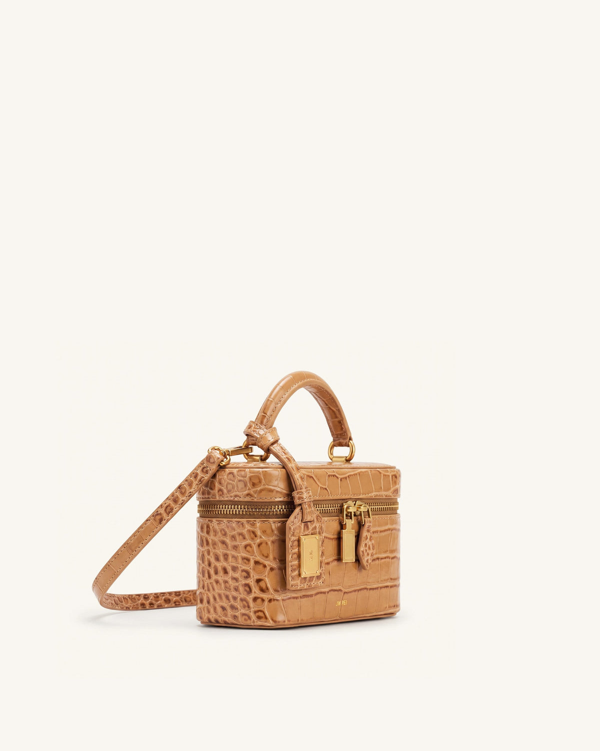 Cleo Box Shape Top Handle Bag - Brown Croc | JW PEI