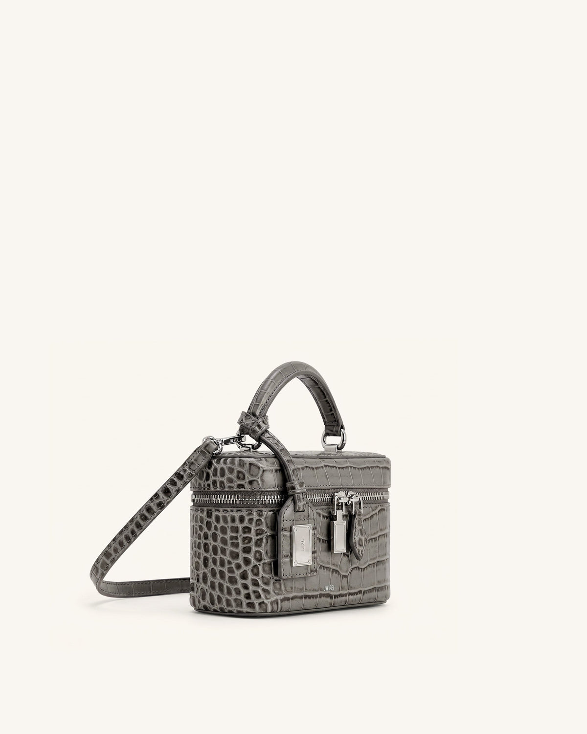 Cleo Box Shape Top Handle Bag - Grey Croc | JW PEI