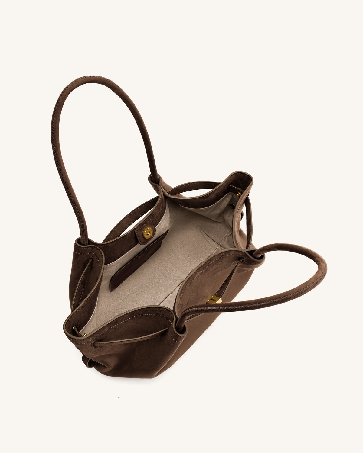 Hana Wide Faux Suede Tote Bag - Dark Brown | JW PEI