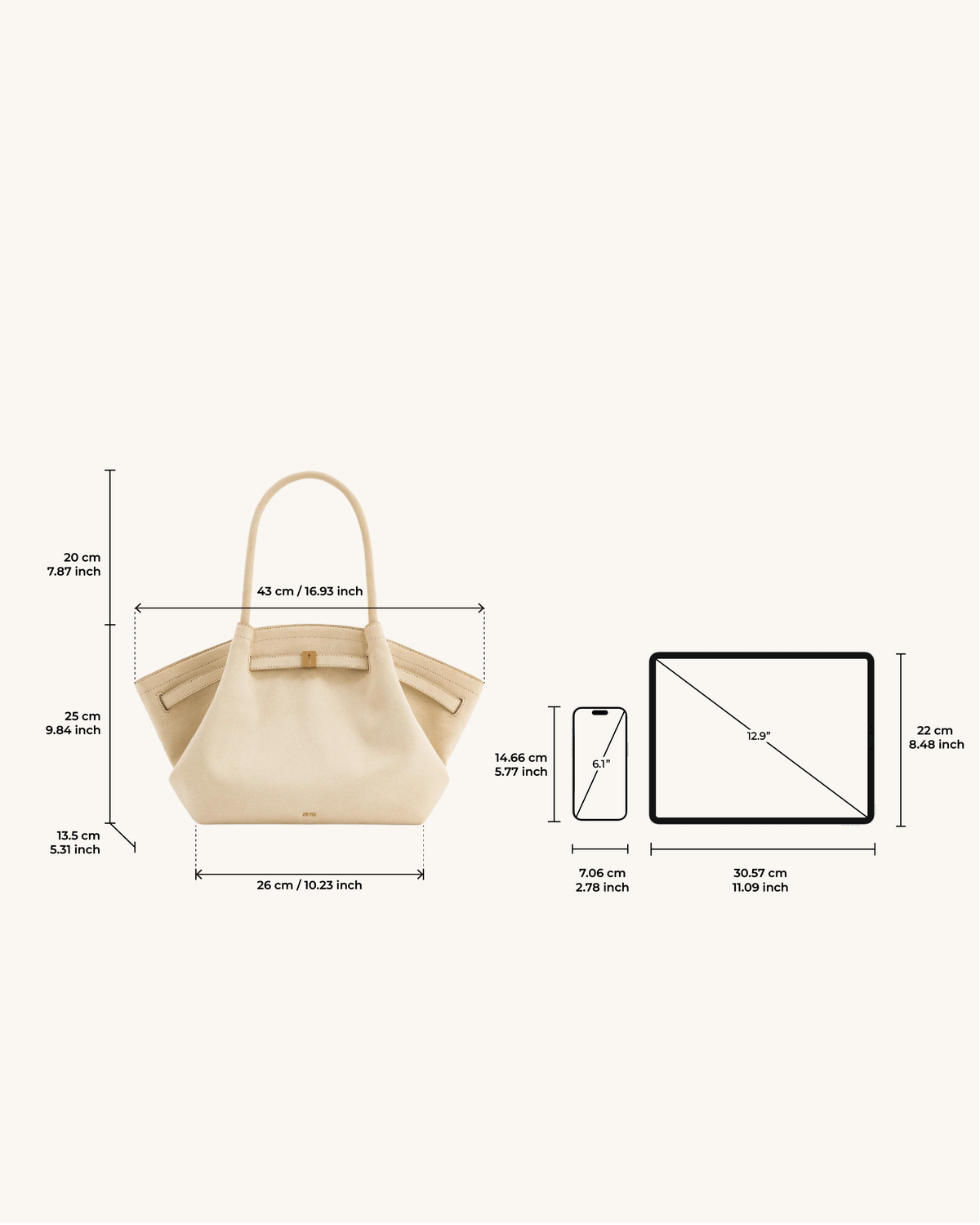 Hana Medium Faux Suede Tote Bag - Off White | JW PEI