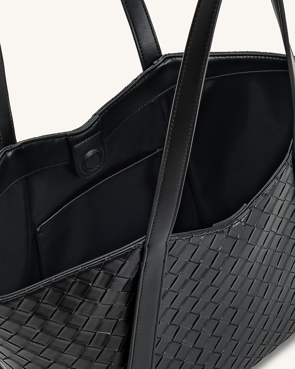 Kiana Large Capacity Weave Texture Tote Bag - Black | JW PEI