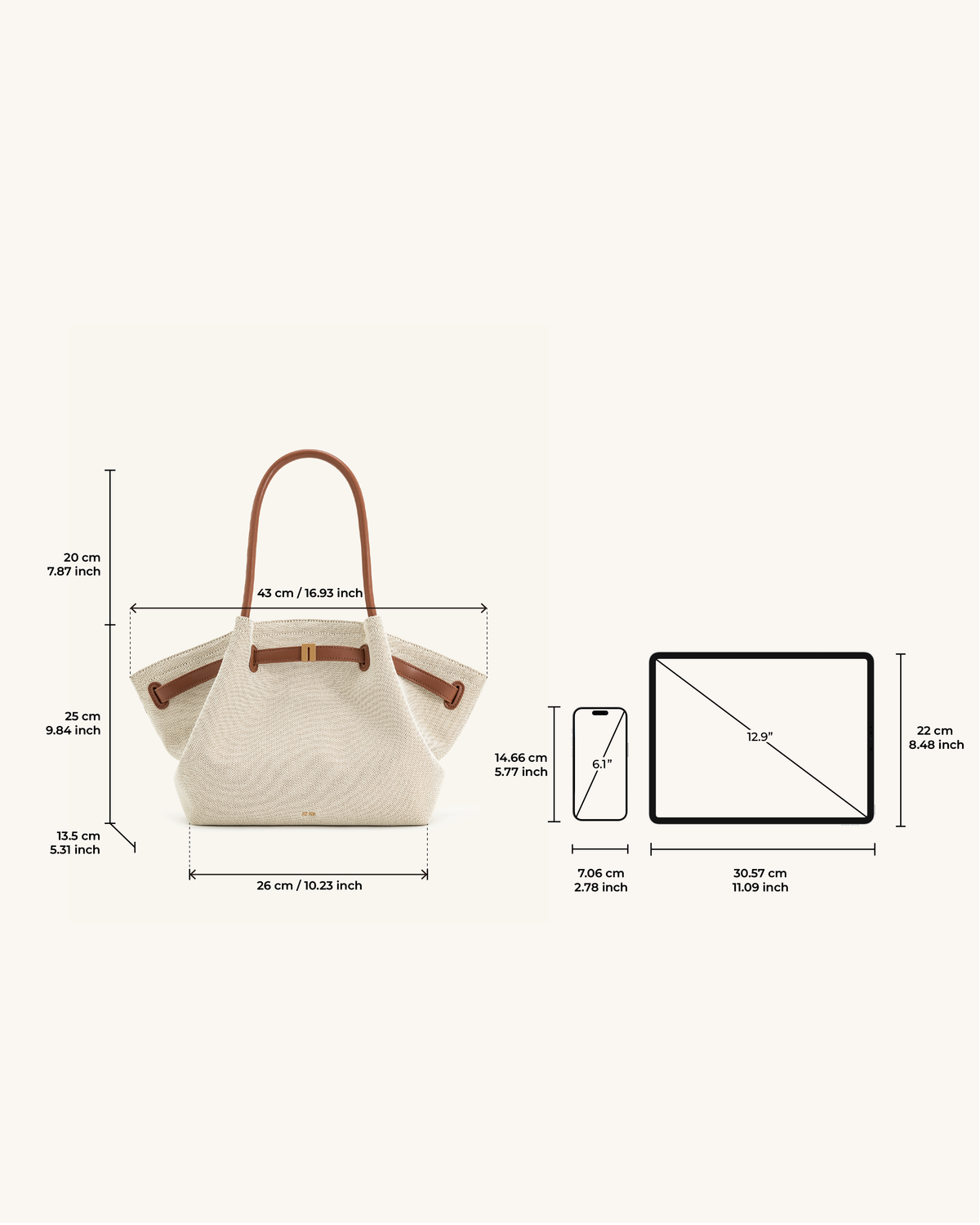 Hana Medium Tote Bag - Brown Canvas | JW PEI