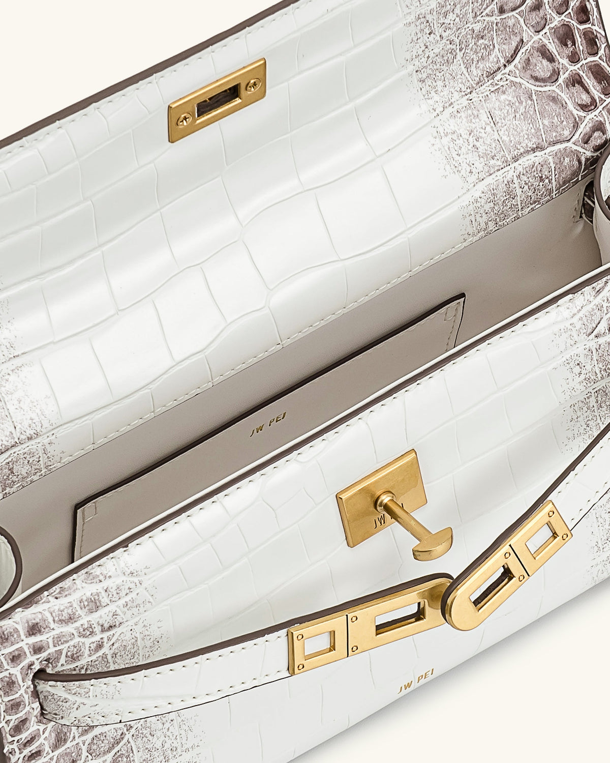Noor Top Handle Bag - White Croc | JW PEI