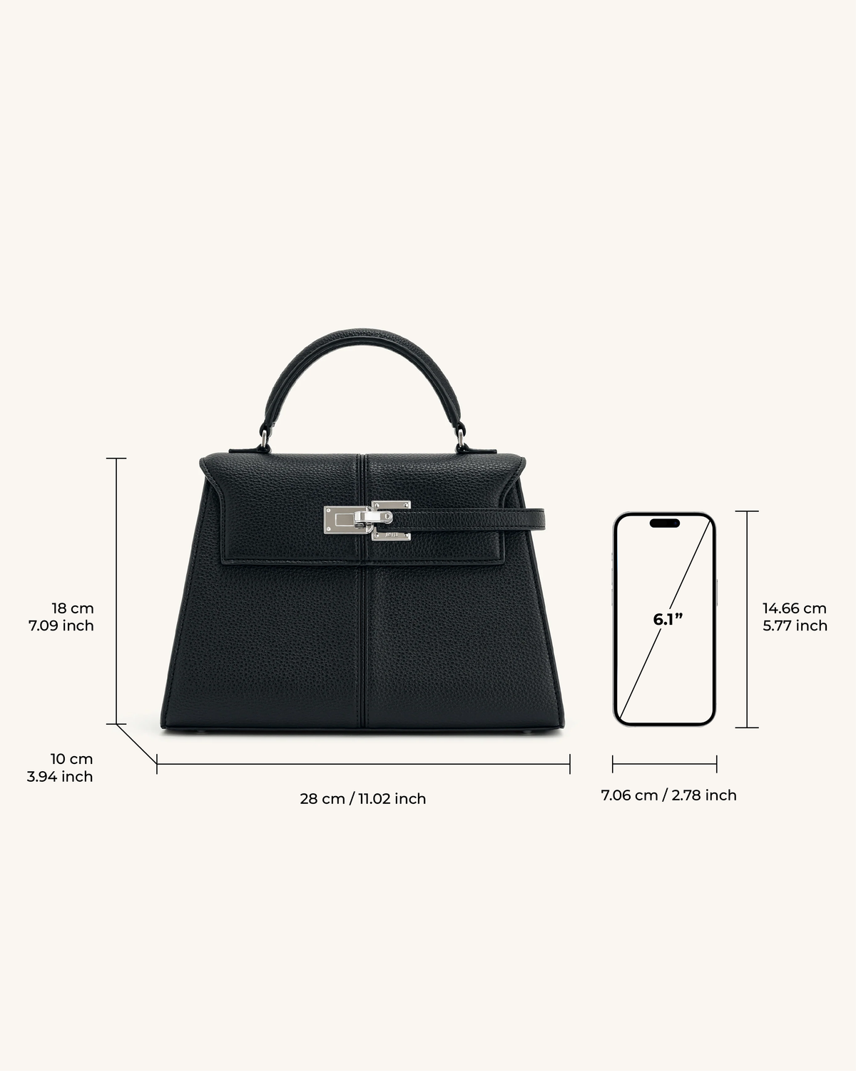 Elise Large Top Handle Bag - Black | JW PEI