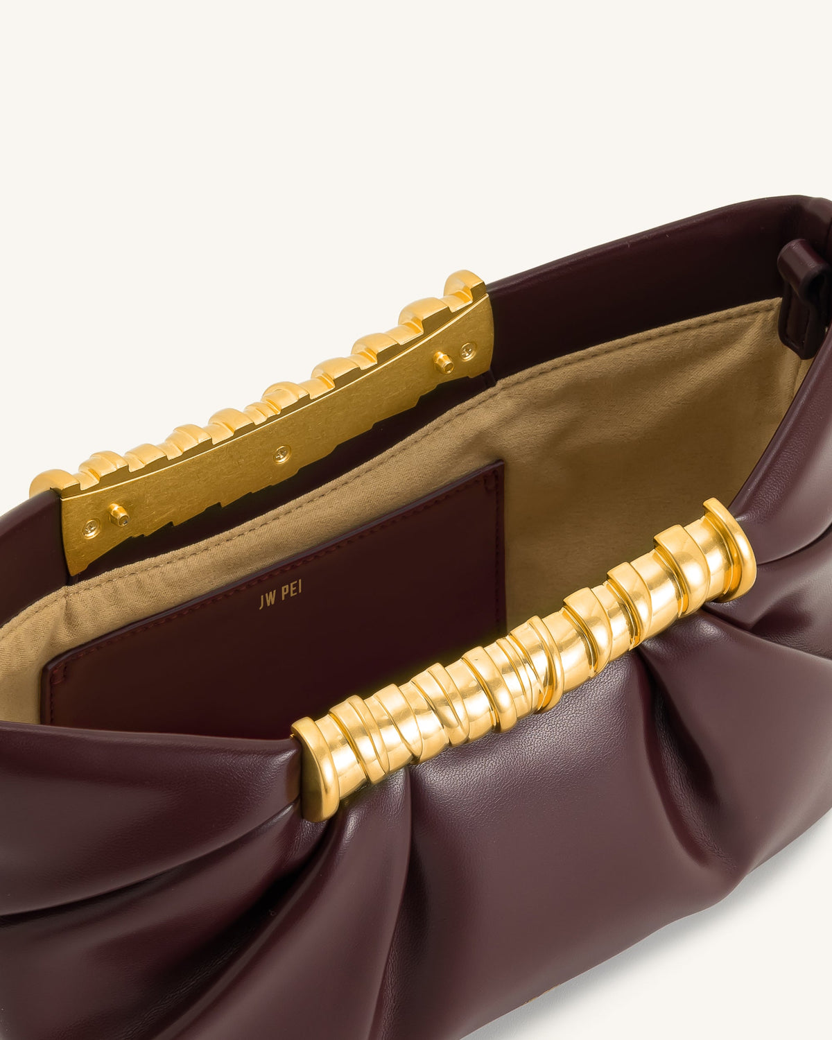 Leia Pleated Clutch - Deep Burgundy | JW PEI
