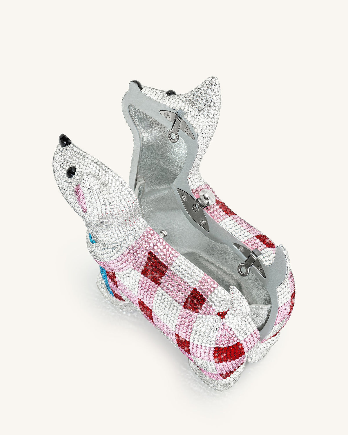 Eden Puppy Shape Faux Crystal Clutch - White | JW PEI