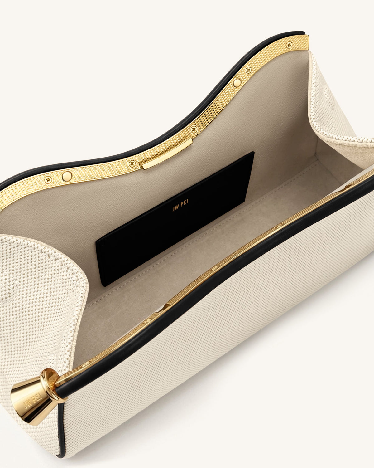 Naomi Curved Shoulder Bag - Black Canvas | JW PEI
