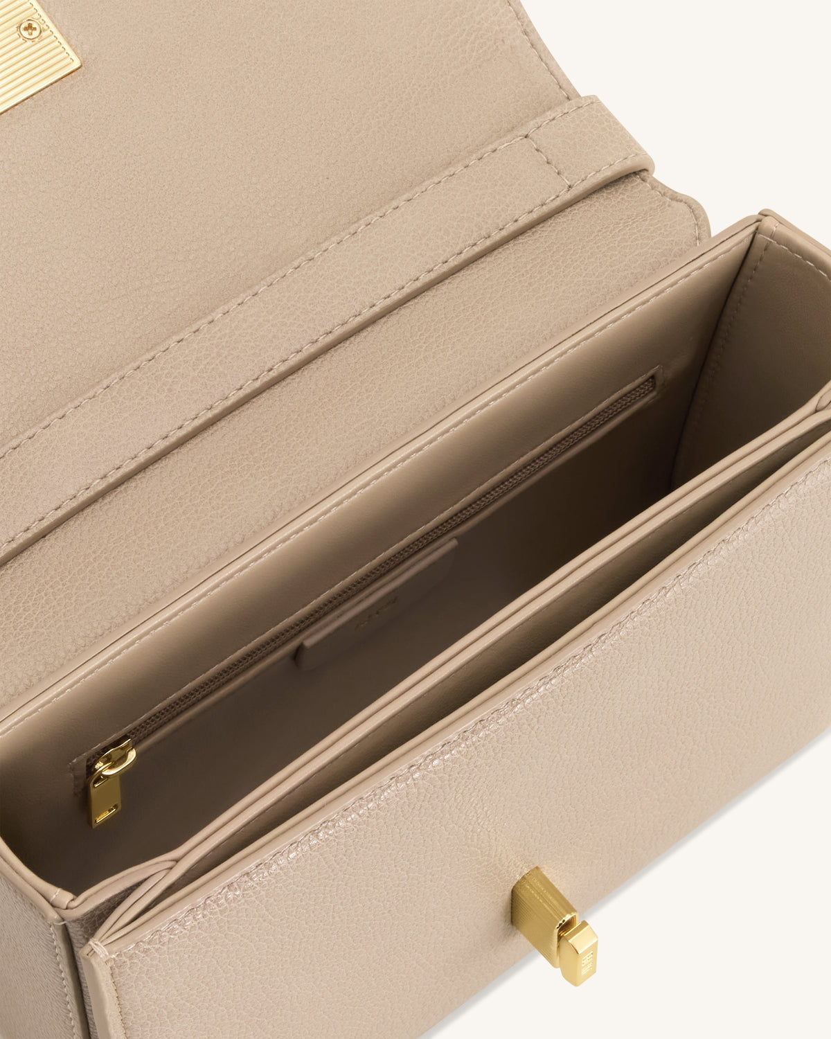 Evania Lock Pebbled Shoulder Bag - Khaki | JW PEI