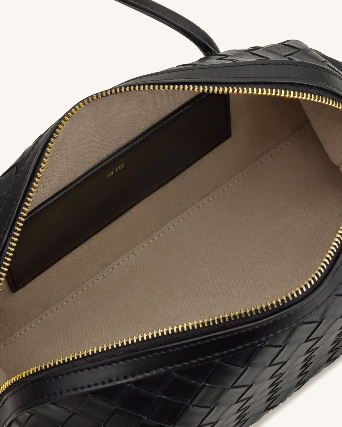 Aveline Woven Textured Shoulder Bag - Black | JW PEI