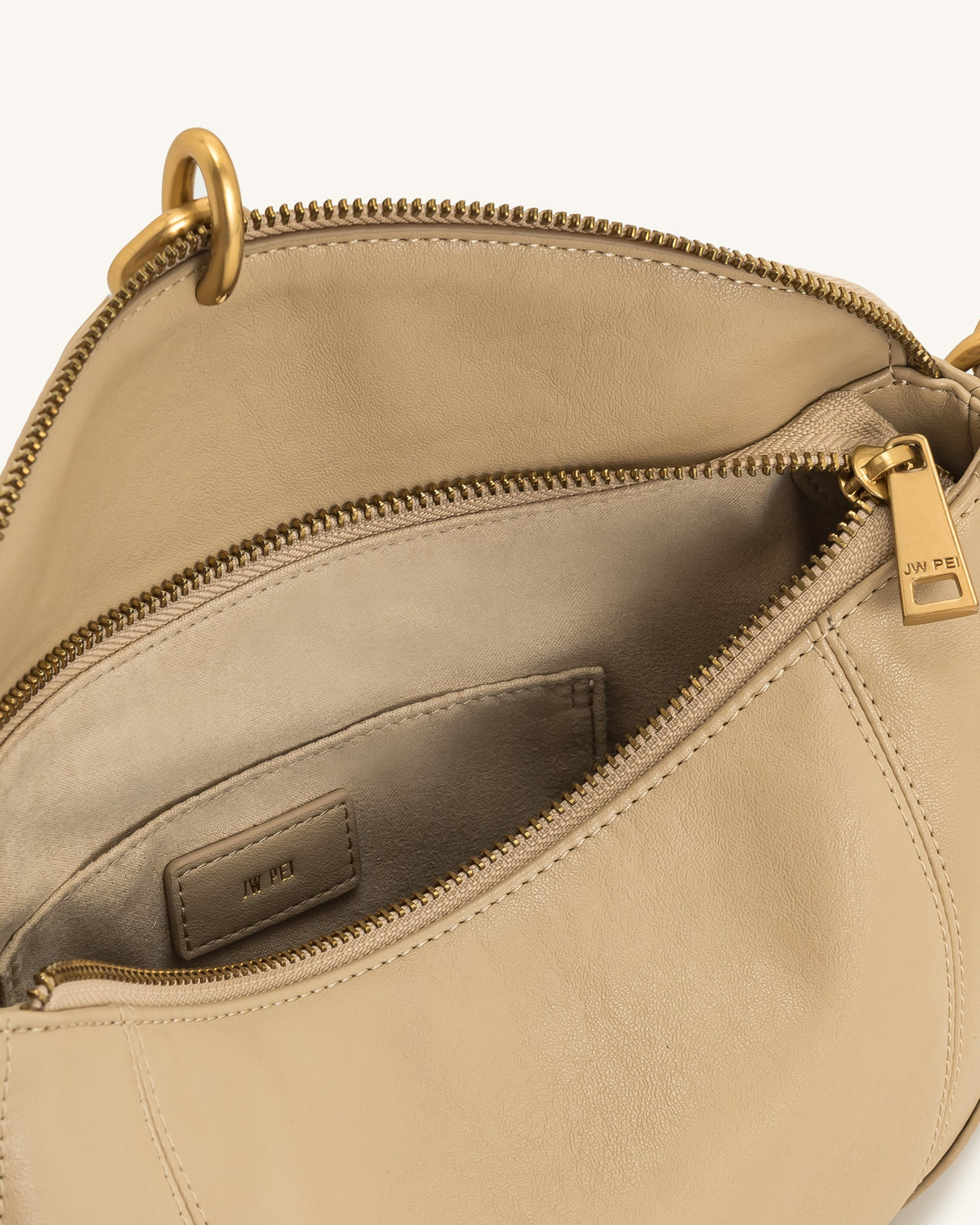 Jayla Metal Pendant Embellished Shoulder Bag - Khaki | JW PEI