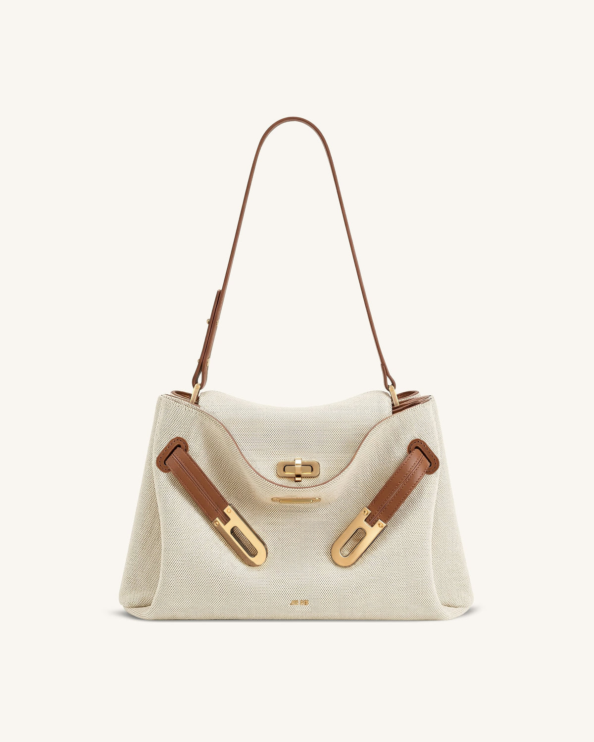 Rhea Double Buckle Shoulder Bag - Brown Canvas | JW PEI