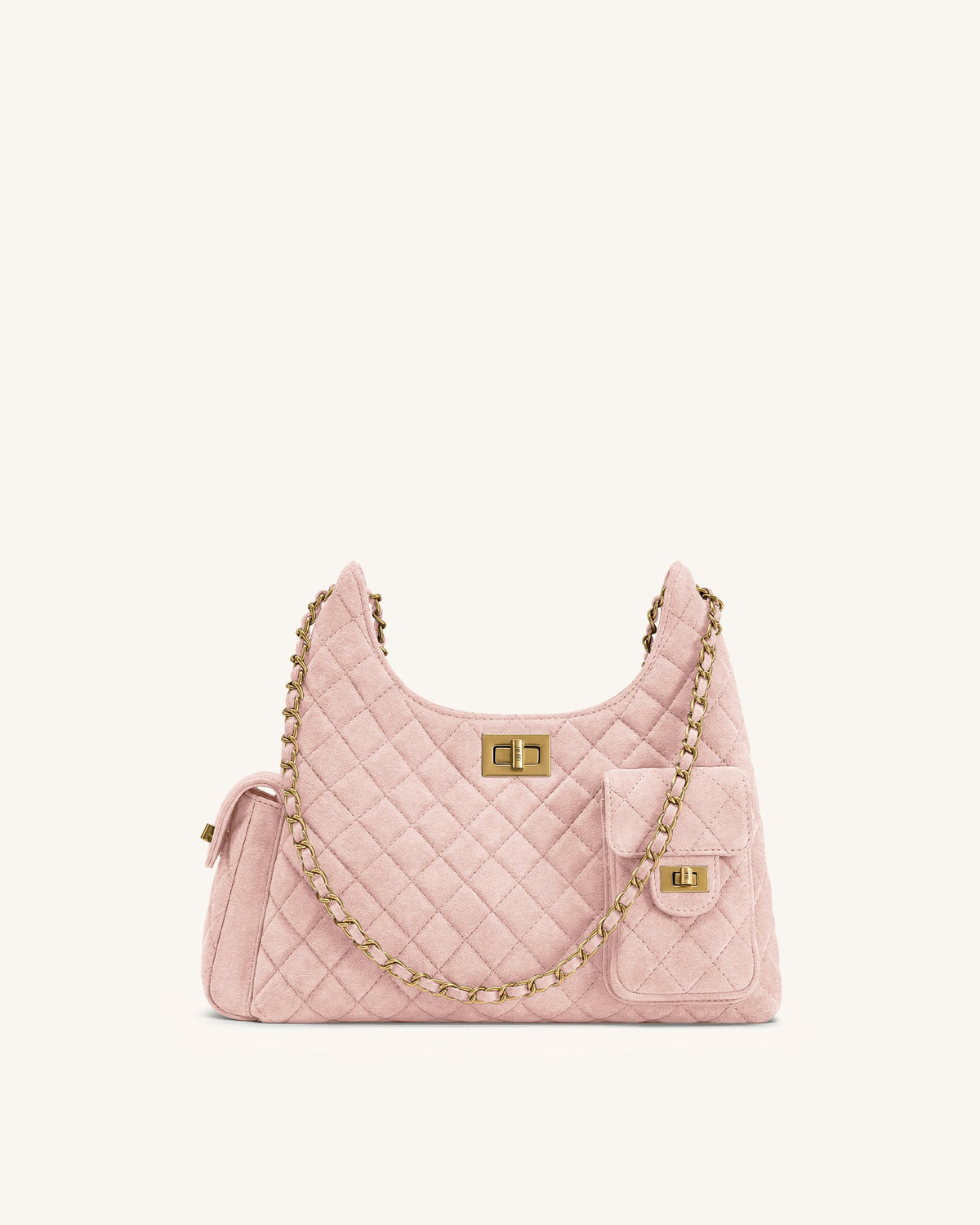 Vivian Faux Suede Quilted Shoulder Bag - Pink | JW PEI