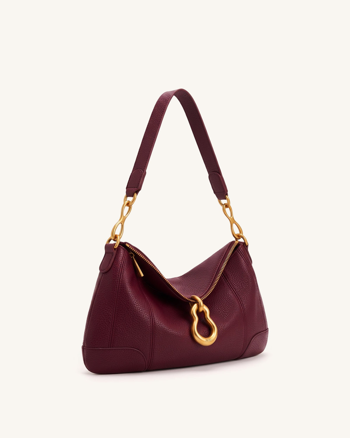 Jayla Metal Pendant Embellished Shoulder Bag - Burgundy | JW PEI
