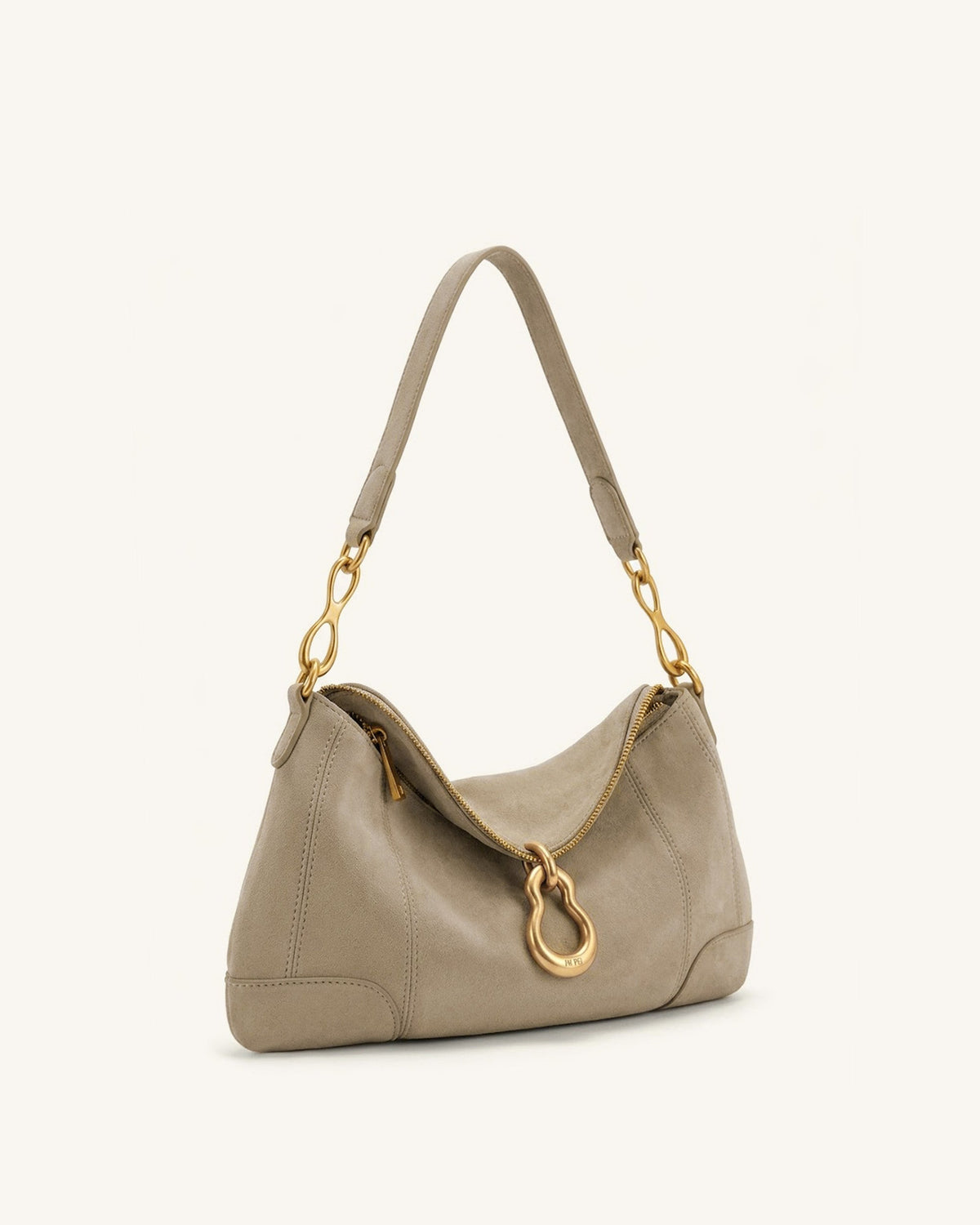 Jayla Faux Suede Metal Pendant Embellished Shoulder Bag - Grey | JW PEI