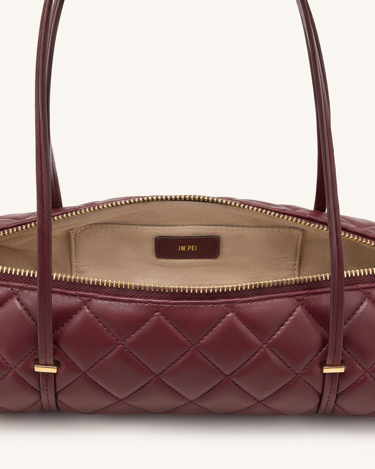 Marcella Quilted Cylinder Shoulder Bag - Burgundy | JW PEI