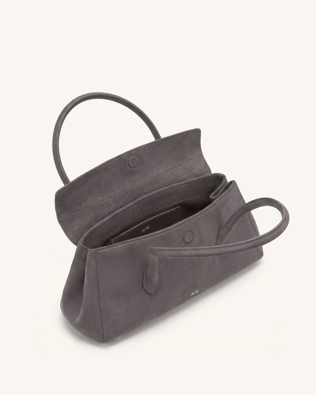Solenne Faux Suede East-West Shoulder Bag - Taupe | JW PEI