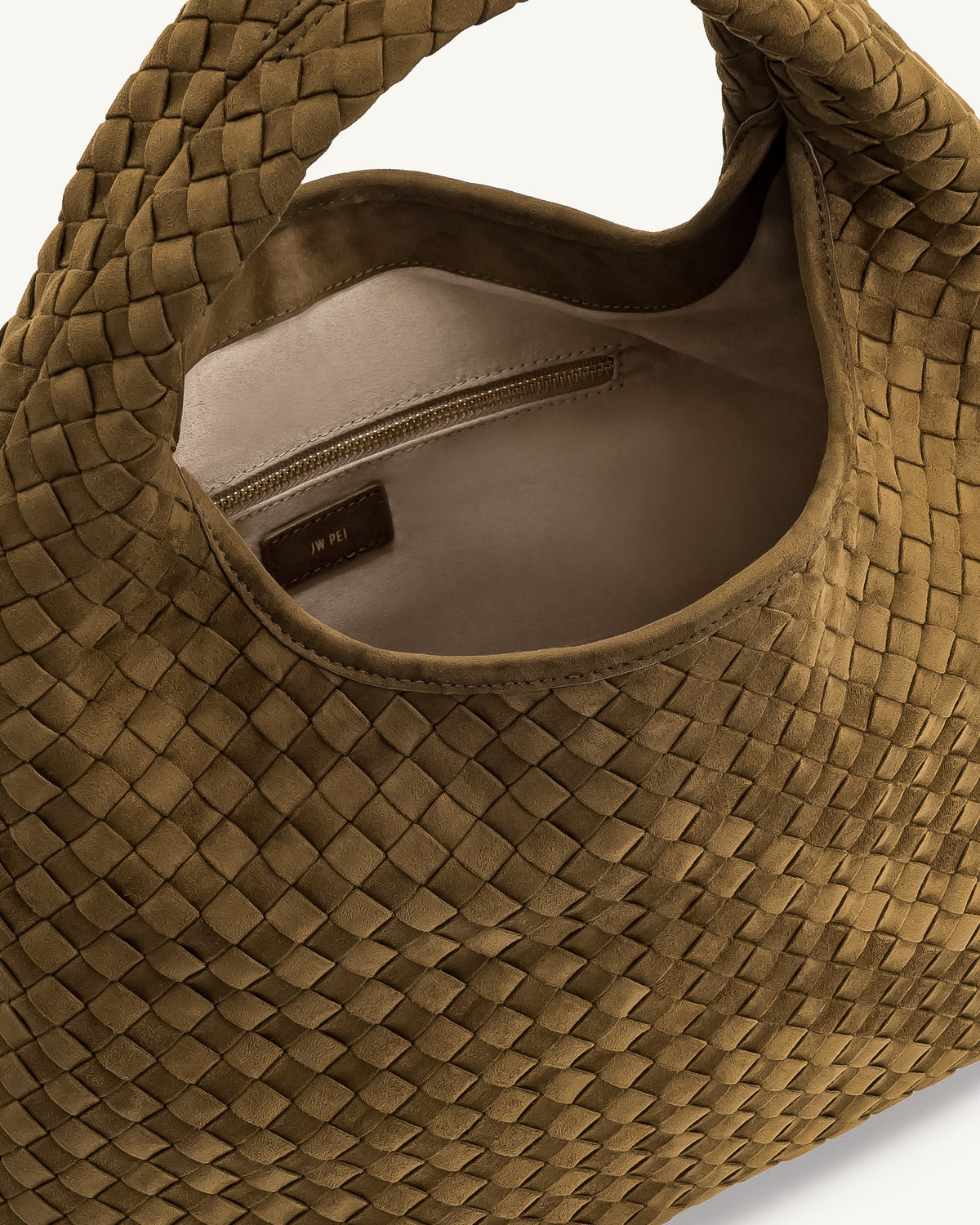 Laura Faux Suede Woven Shoulder Bag - Olive Green | JW PEI