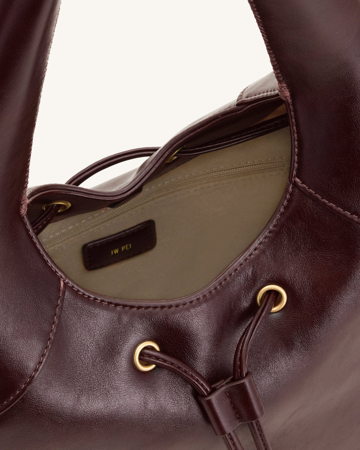 Celandra Drawstring Hobo Bag - Deep Burgundy | JW PEI